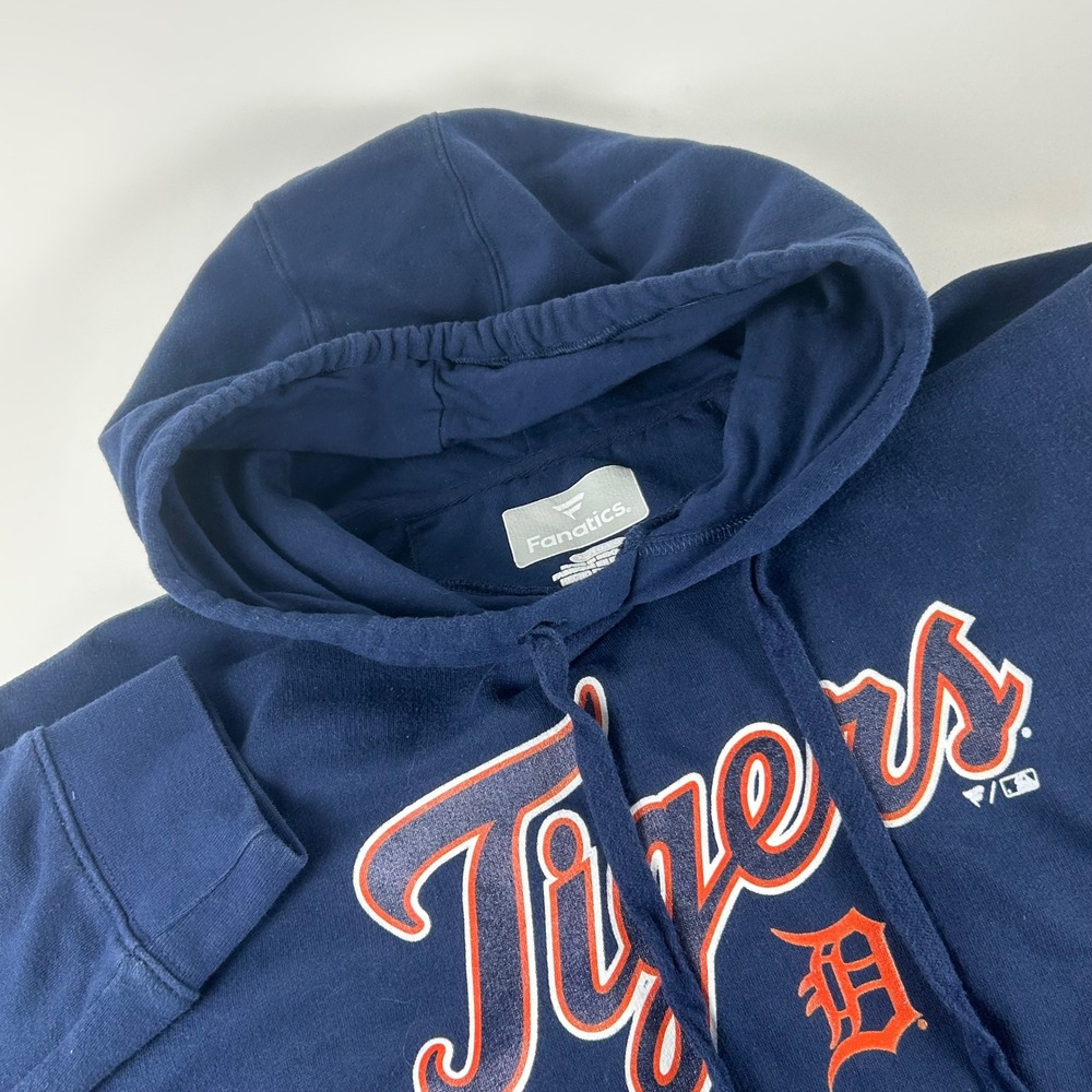 Fanatics Mens XL MLB Detroit Tigers Navy Blue Pullover Hoodie Sweatshirt